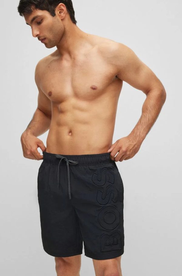 Shorts De Praia Em Material Reciclado Com Logo Bordado - Image 2