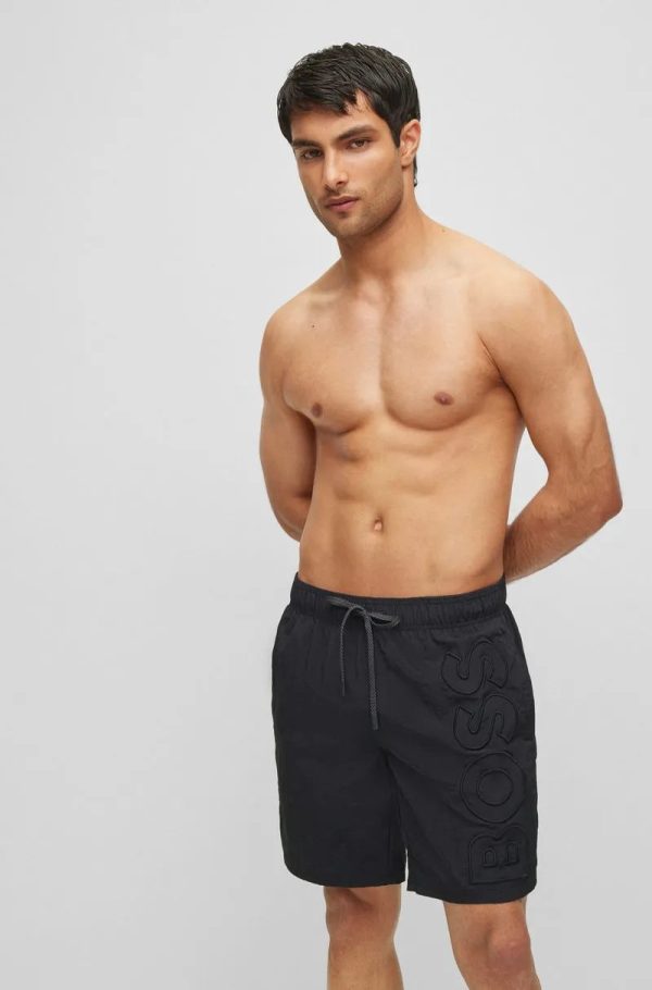 Shorts De Praia Em Material Reciclado Com Logo Bordado - Image 5