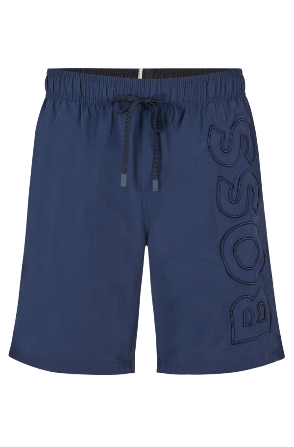 Shorts De Praia Em Material Reciclado Com Logo Bordado - Image 3