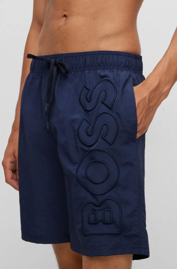 Shorts De Praia Em Material Reciclado Com Logo Bordado - Image 4