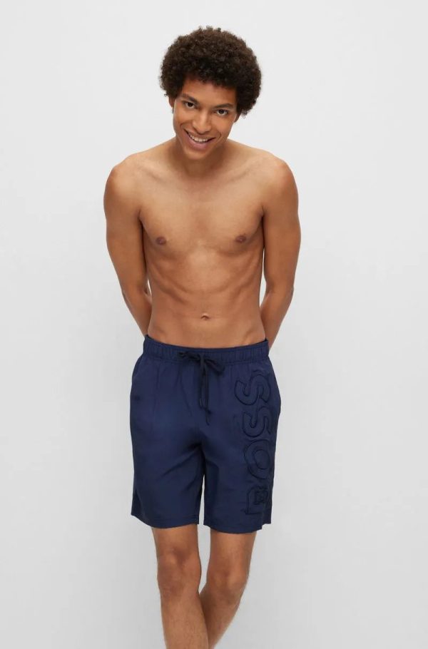 Shorts De Praia Em Material Reciclado Com Logo Bordado - Image 6