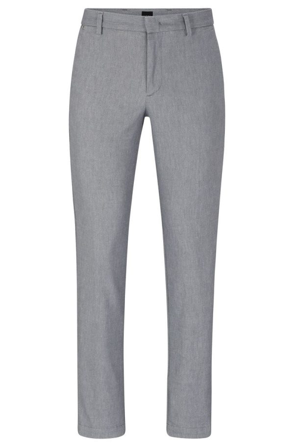 Calças Chino Slim-Fit Com Micro Padrão E Acabamento Escovado