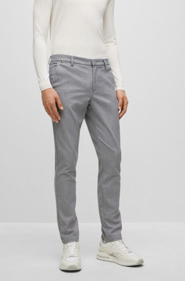 Calças Chino Slim-Fit Com Micro Padrão E Acabamento Escovado - Image 5