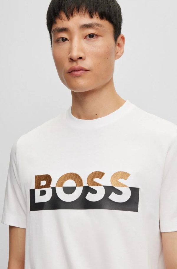 Camiseta Branca Em Malha De Algodão Com A Marca Impressa - Image 2