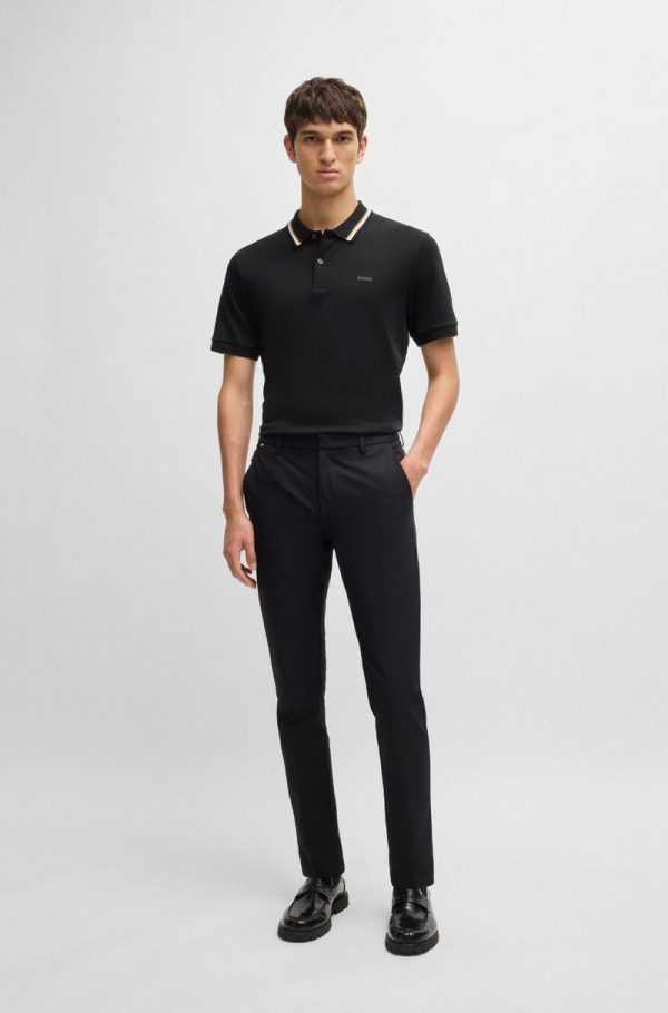 Polo Slim De Algodão Com Colarinho Listrado - Image 2