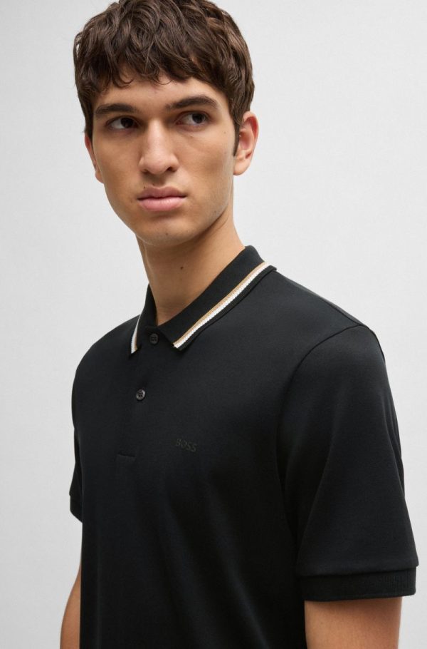 Polo Slim De Algodão Com Colarinho Listrado - Image 3