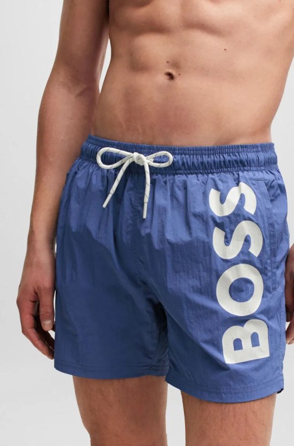 Shorts De Banho De Secagem Rápida Com Estampa Grande De Logo - Image 2