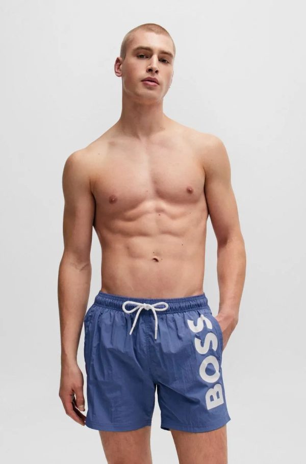 Shorts De Banho De Secagem Rápida Com Estampa Grande De Logo - Image 3
