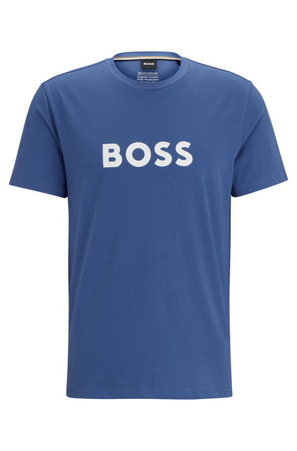 Camiseta De Algodão Orgânico Com Logo Destacado