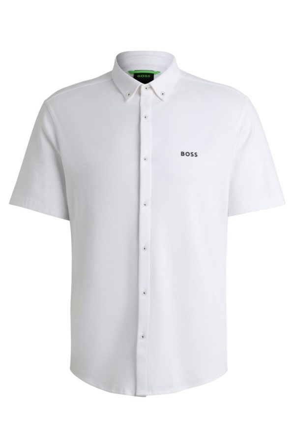 Camisa Regular Em Algodão Resistente Aos Vincos