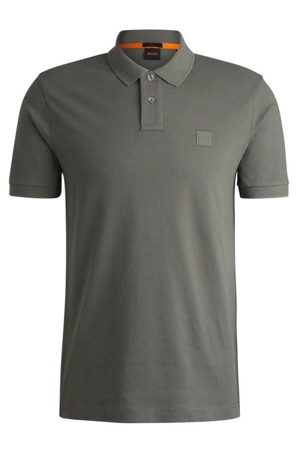 Polo Slim Em Algodão Elástico Com Emblema