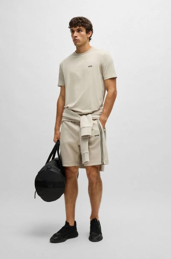 Camiseta Regular Em Algodão Elástico Com Logo Contrastante - Image 8