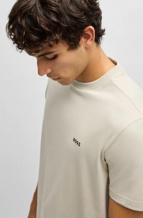 Camiseta Regular Em Algodão Elástico Com Logo Contrastante - Image 9