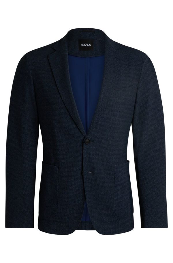 Blazer Slim De Tecido Elástico Com Micropadrão