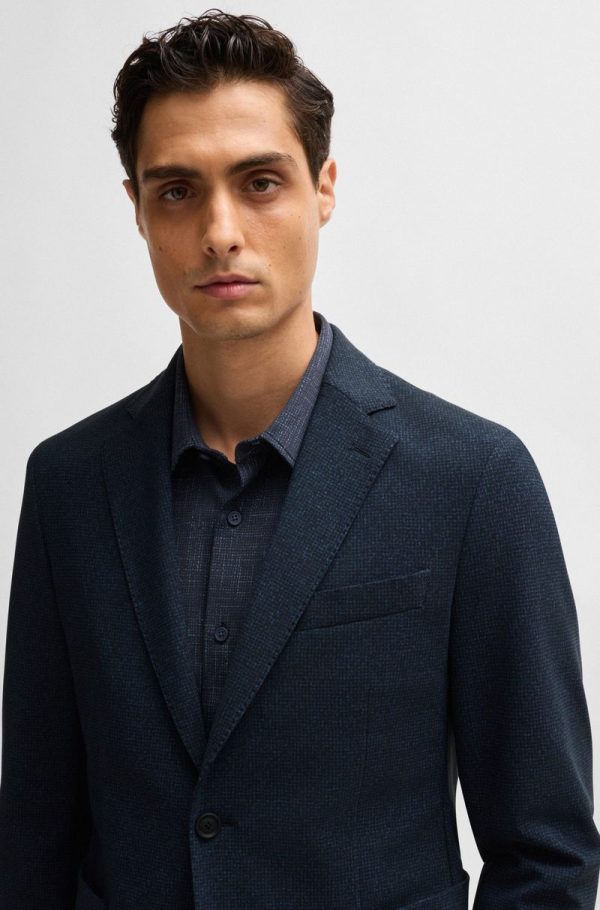 Blazer Slim De Tecido Elástico Com Micropadrão - Image 3