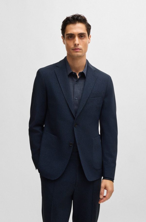 Blazer Slim De Tecido Elástico Com Micropadrão - Image 4