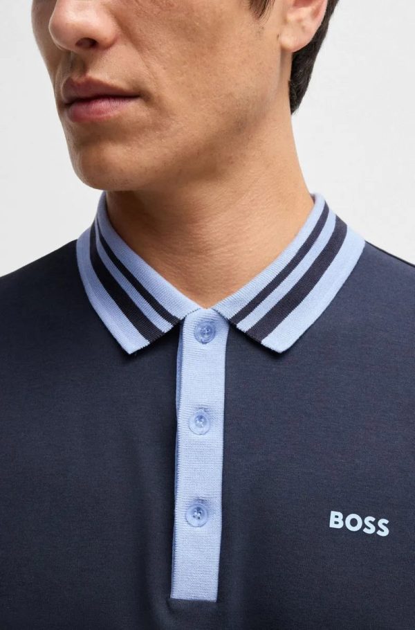 Polo Em Algodão Interlock Com Colarinho Listrado - Image 3