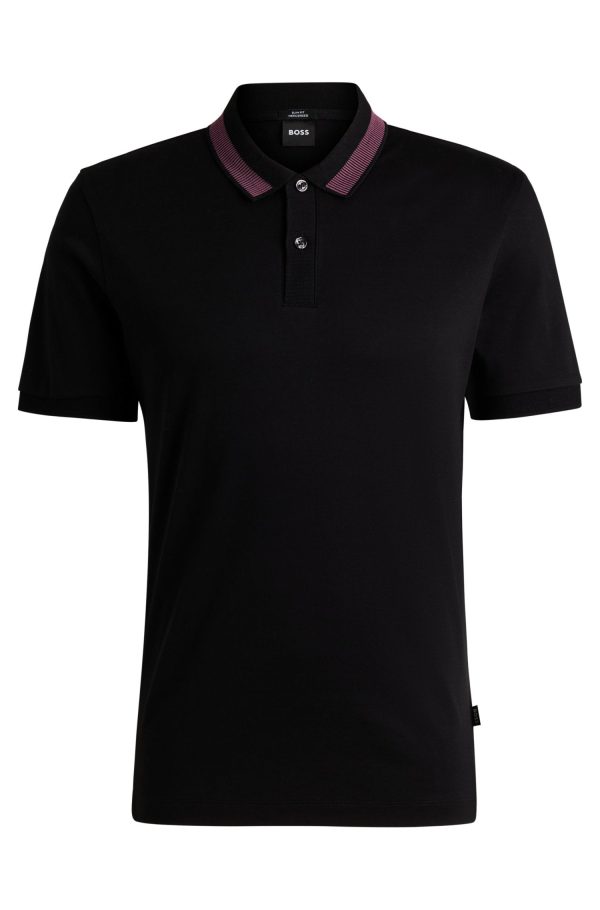 Polo Slim De Algodão Mercerizado Com Risca No Colarinho - Image 6