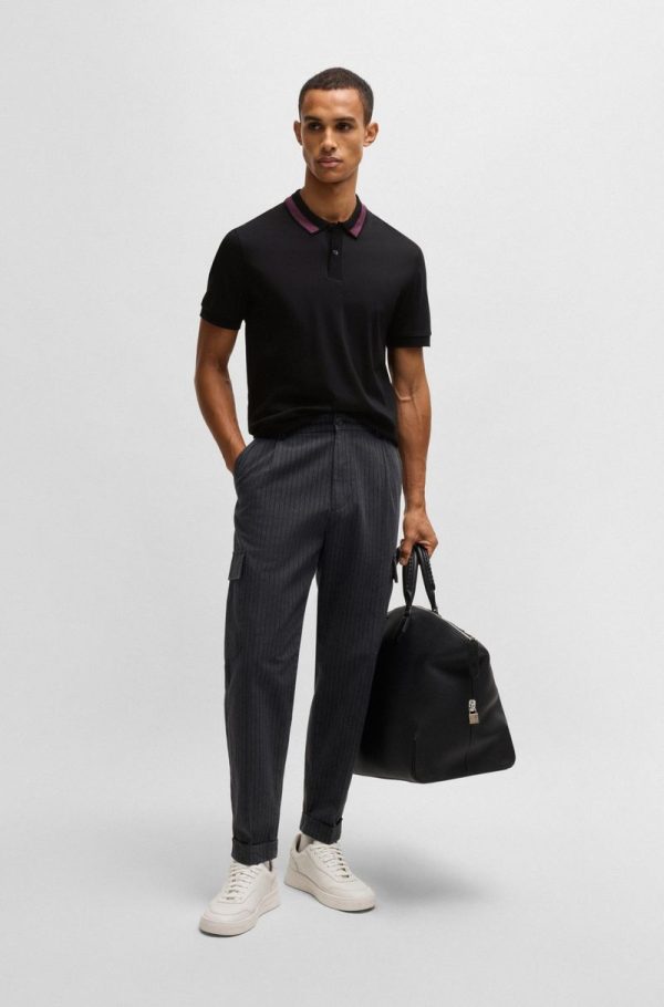 Polo Slim De Algodão Mercerizado Com Risca No Colarinho - Image 2