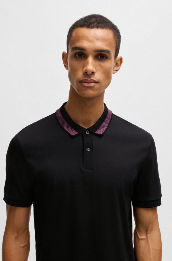 Polo Slim De Algodão Mercerizado Com Risca No Colarinho - Image 4