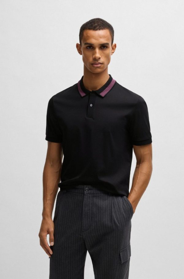 Polo Slim De Algodão Mercerizado Com Risca No Colarinho - Image 5