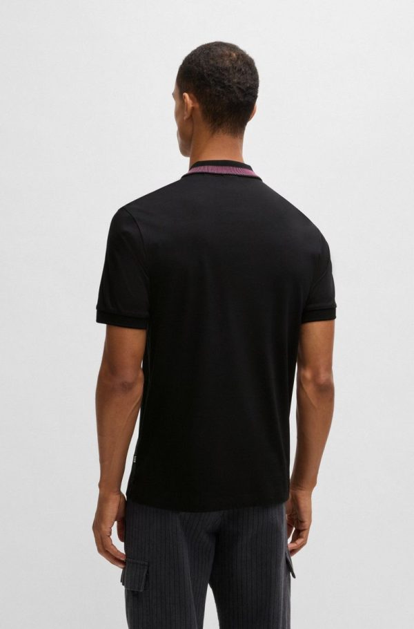 Polo Slim De Algodão Mercerizado Com Risca No Colarinho - Image 3