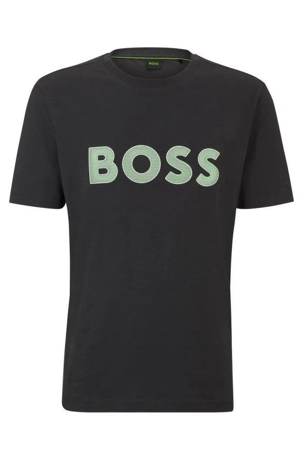 Camiseta Regular De Algodão Com Logo De Mesh