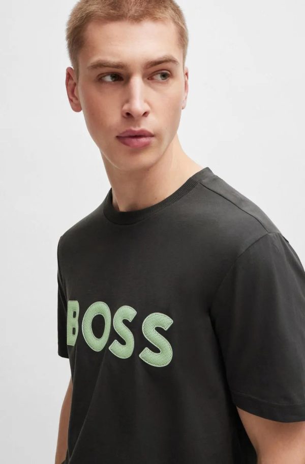 Camiseta Regular De Algodão Com Logo De Mesh - Image 4