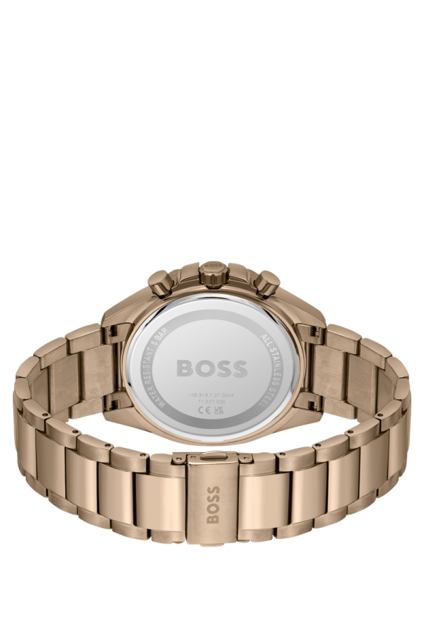 Relógio Cronógrafo Dourado Com Pulseira De Elos - Image 2